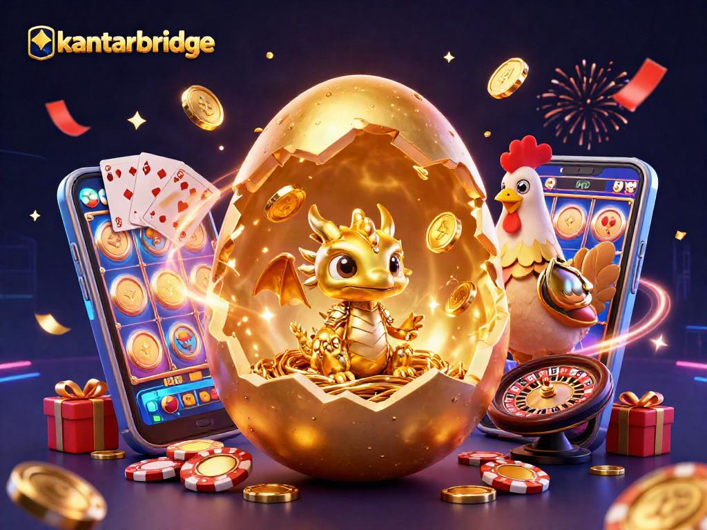 Kantarbridge reveals a golden baby dragon amidst poker chips, celebrating a triumphant win in the casino world.