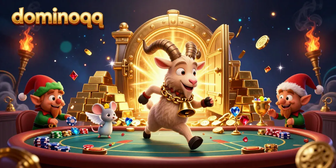 Engage in thrilling dominoqq games as cartoon characters dance through a vibrant casino.