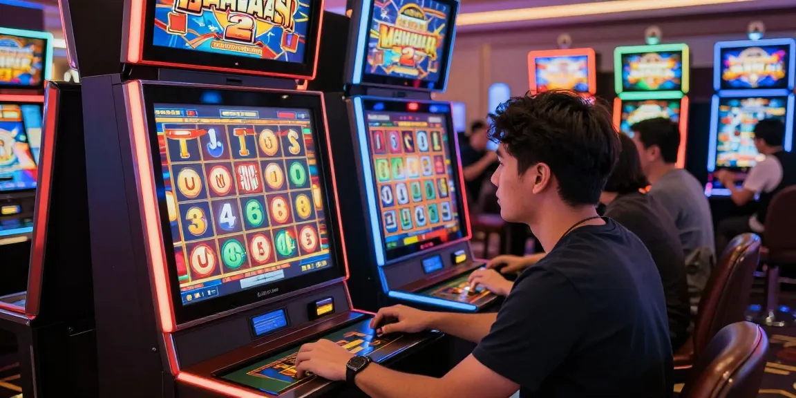 Pengalaman bermain mesin slot Mahjong Ways 2 dengan pemain terfokus dan cahaya kasino yang cerah.