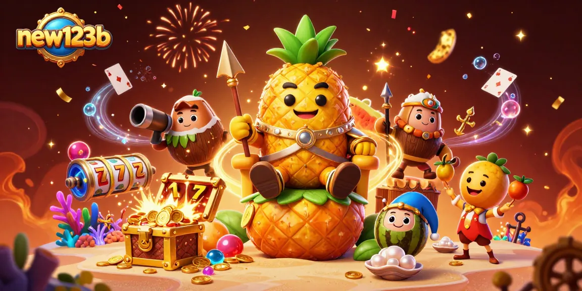 Win big at new123b with a vibrant 3D casino scene showcasing games and excitement.
