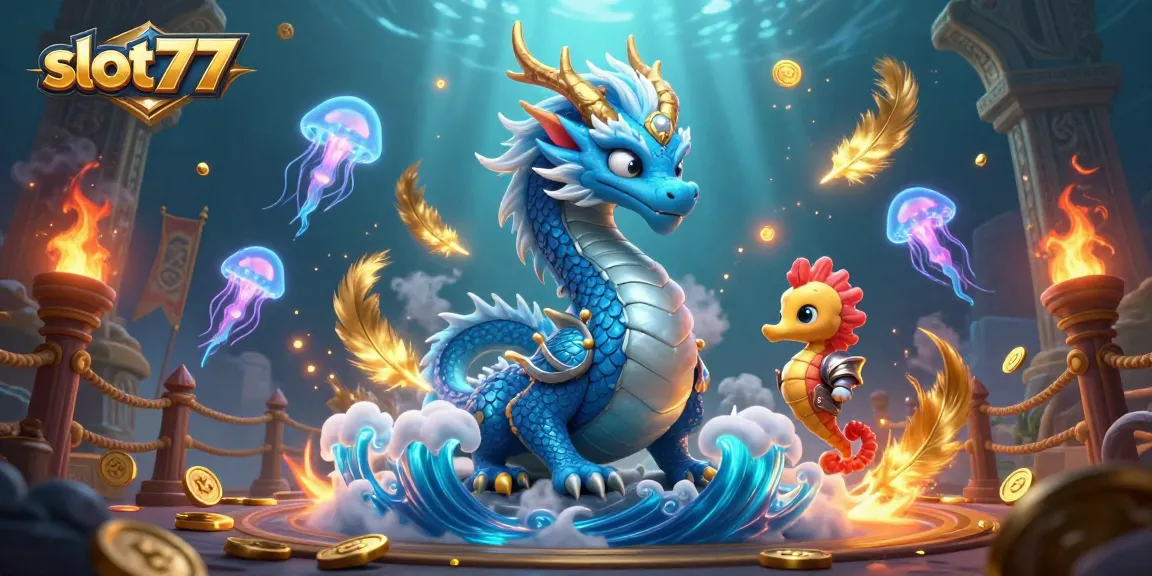 Experience thrilling gameplay with slot777 featuring an azure water dragon and glowing jellyfish.