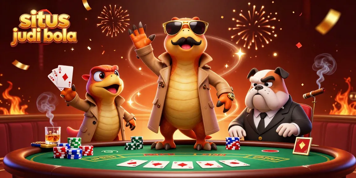 Engage in situs judi bola with raptors in disguise entering a VIP casino, surrounded by poker elements.