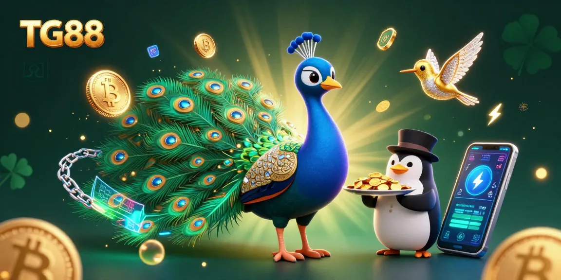 Engage in thrilling gameplay with TG88's vibrant 3D casino scene featuring dynamic characters and crypto elements.