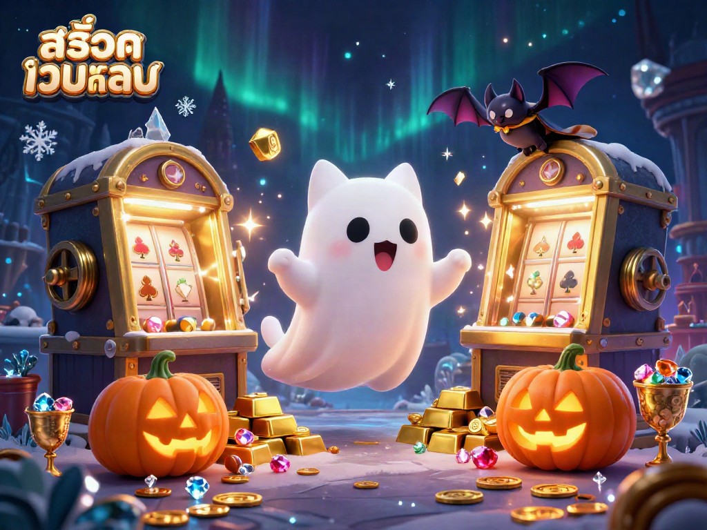Spin the reels with สล็อตเว็บตรง in this haunted casino scene filled with treasure and ghostly fun.