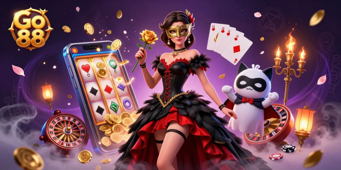 Experience thrilling gameplay with Go 88 in a vibrant, colorful casino setting.