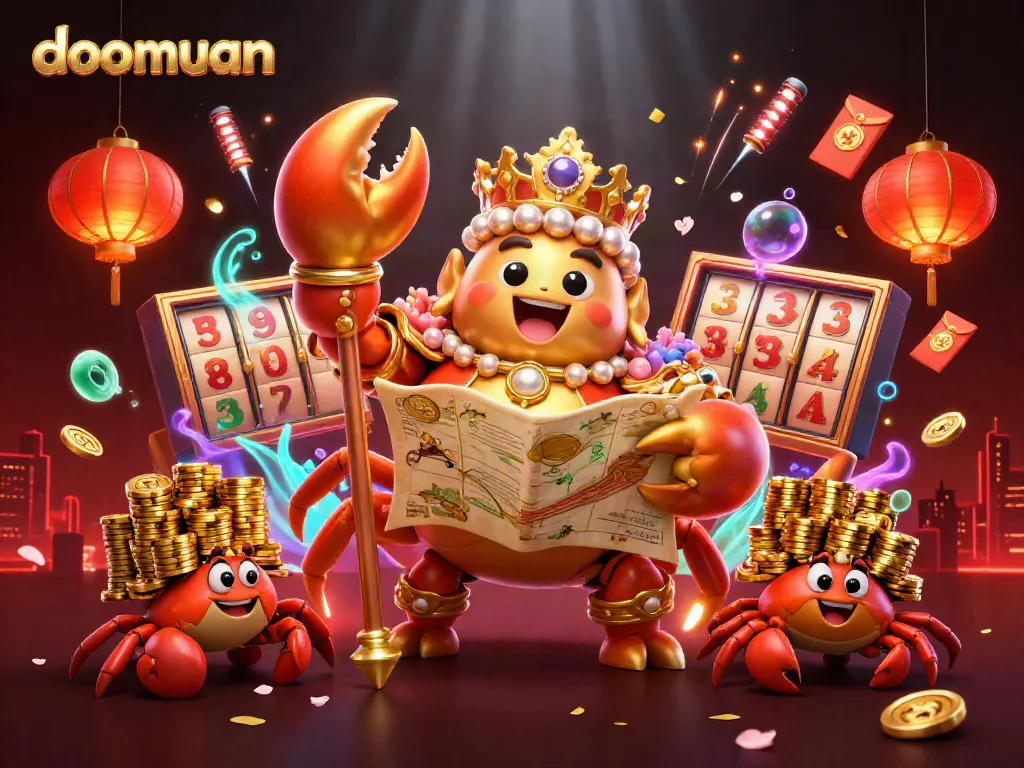 Experience the excitement of doomuan with a golden crab emperor and lively gambling elements.