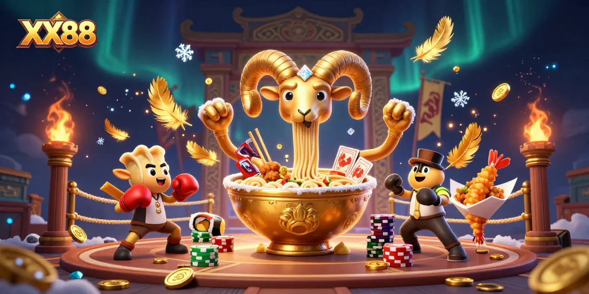 Experience exciting gaming action with XX88, featuring a vibrant gaming scene full of lively characters and casino elements.