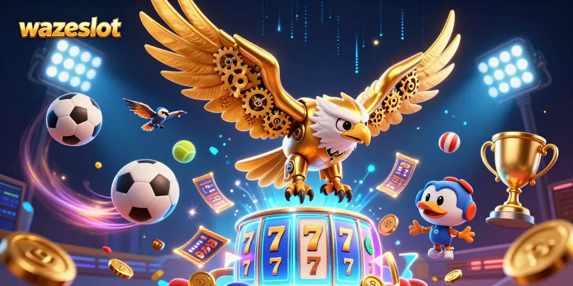 Play winning strategies at WAZESLOT with a vibrant 3D illustration of gaming excitement.