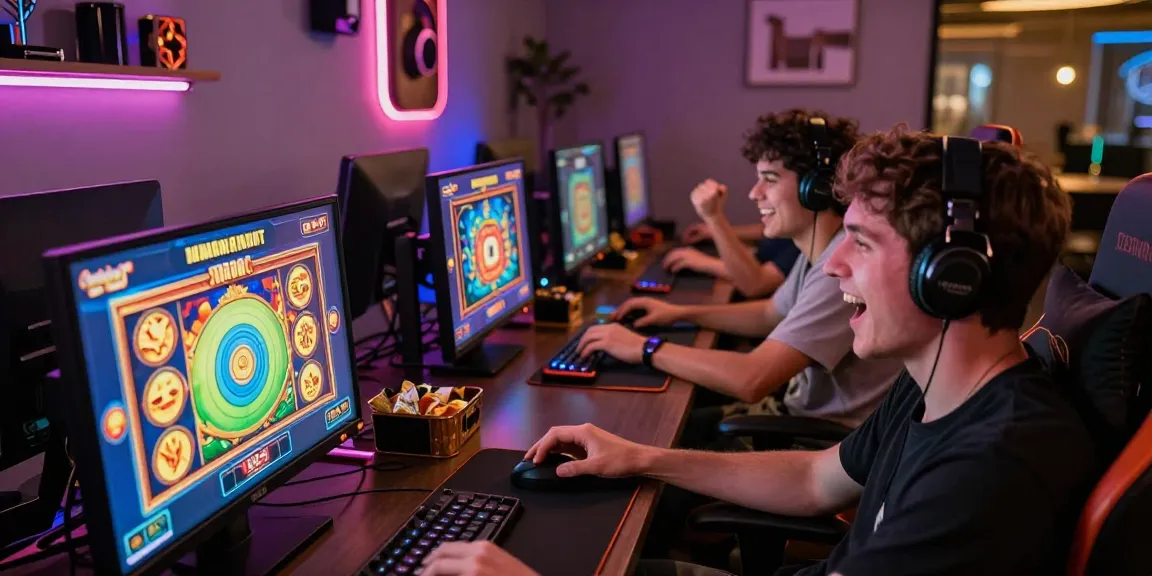 Exciting gaming experience with players enjoying Link Alternatif Cemeslot on their devices in a cozy gaming room.
