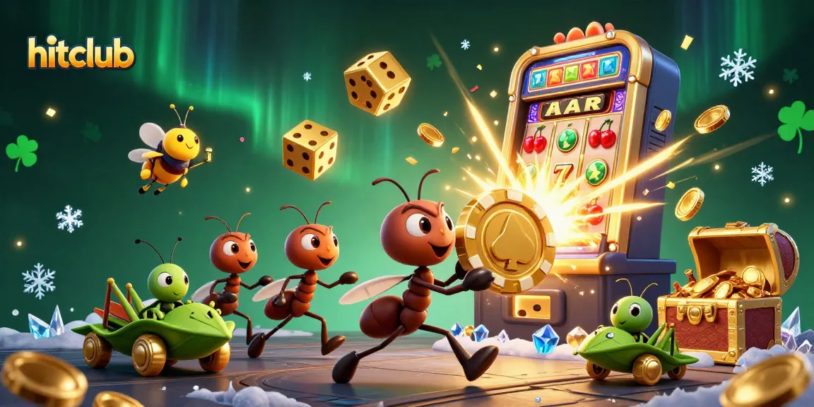 Hitclub's vibrant heist scene with ants and casino elements creates an engaging gaming experience.