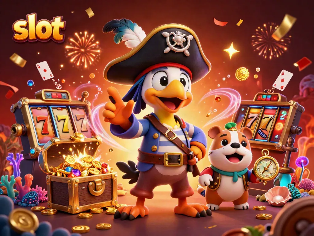 Experience exciting slot game action with captivating characters in a vibrant casino scene.