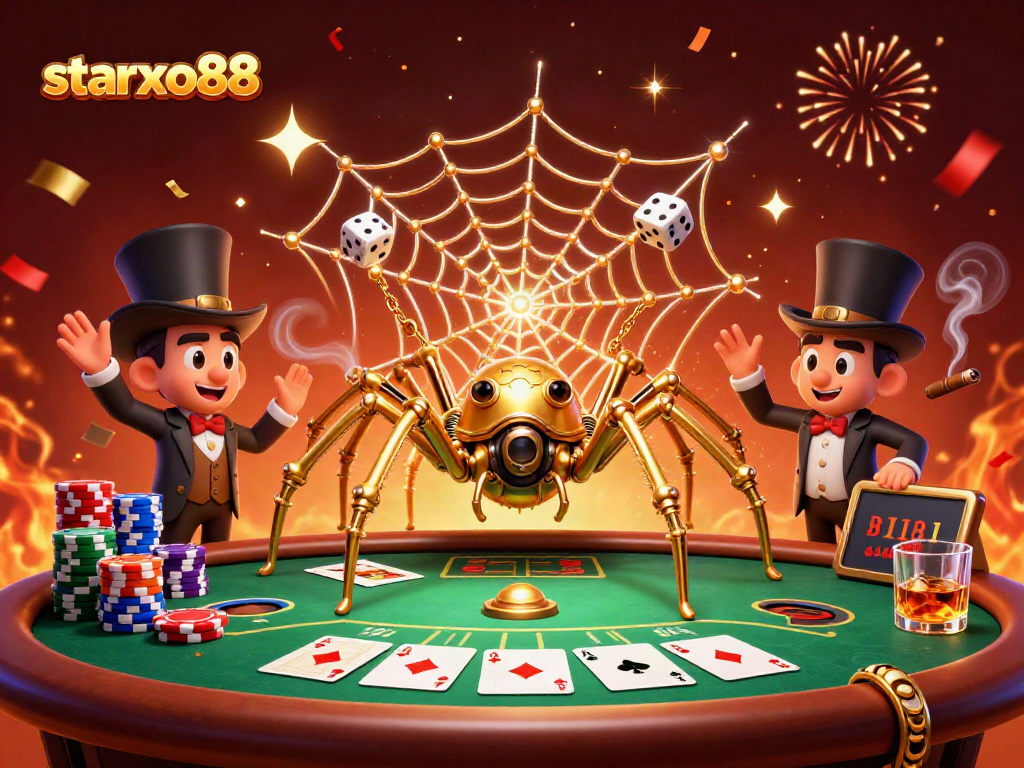 spin the reels at starxo88 with a playful steampunk twist in this vibrant casino scene