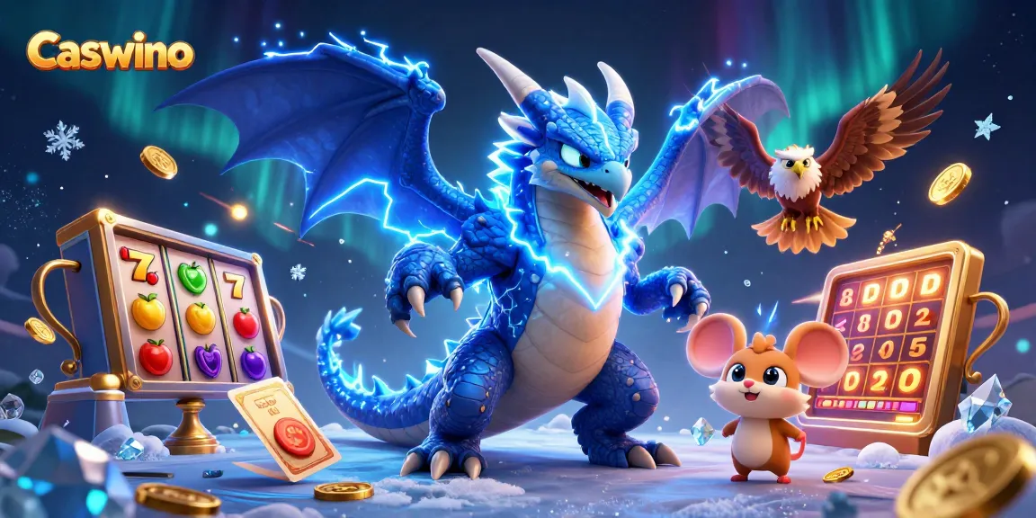 Experience the excitement of Caswino casino games with dynamic characters and vibrant symbols.