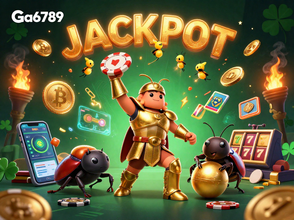 Engage in Ga6789 casino adventures with a heroic beetle championing jackpot victories!