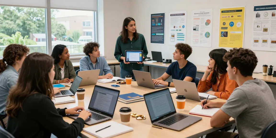 Students collaborating on a project in a classroom setting, emphasizing the importance of teamwork and innovation in education, demonstrating a slot for learning and growth.