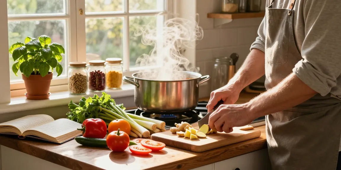 เว็บสล็อต in the kitchen while preparing healthy meals with fresh ingredients and herbs.