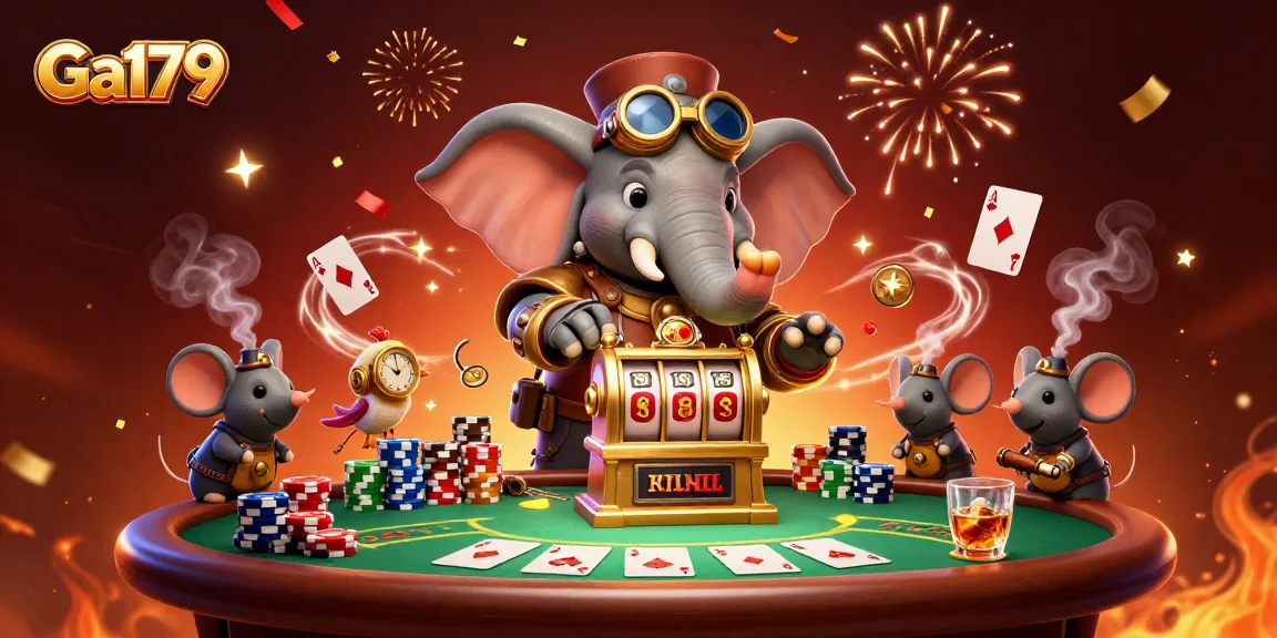 Engage with Ga179 in thrilling casino action featuring a steampunk character and dynamic game elements.