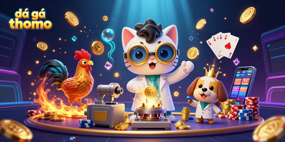 View a vibrant illustration of đá gà thomo featuring a mad scientist cat and dog with elements from cockfighting.