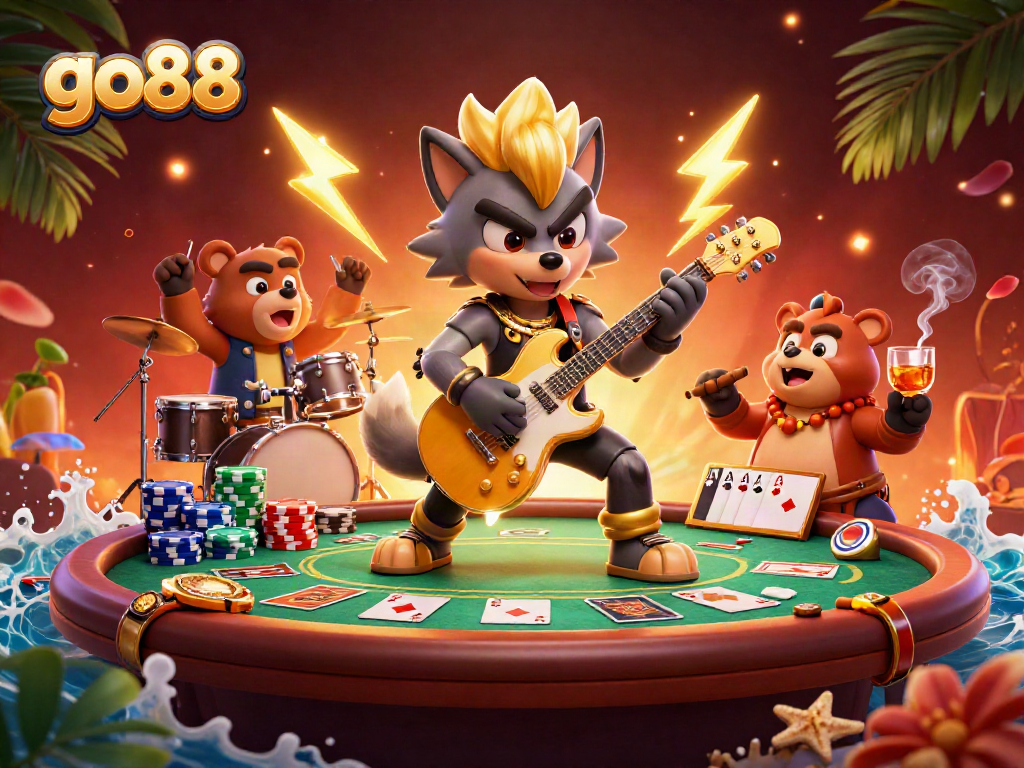 Join the excitement with go88, where cartoon characters thrive on a vibrant casino stage.